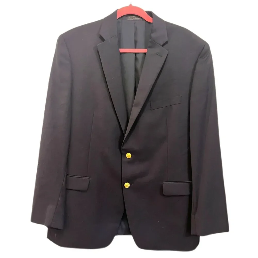 Lauren Ralph Lauren Blue 100% Wool Suit Blazer Sports Coat Jacket  Mens Size 44R
